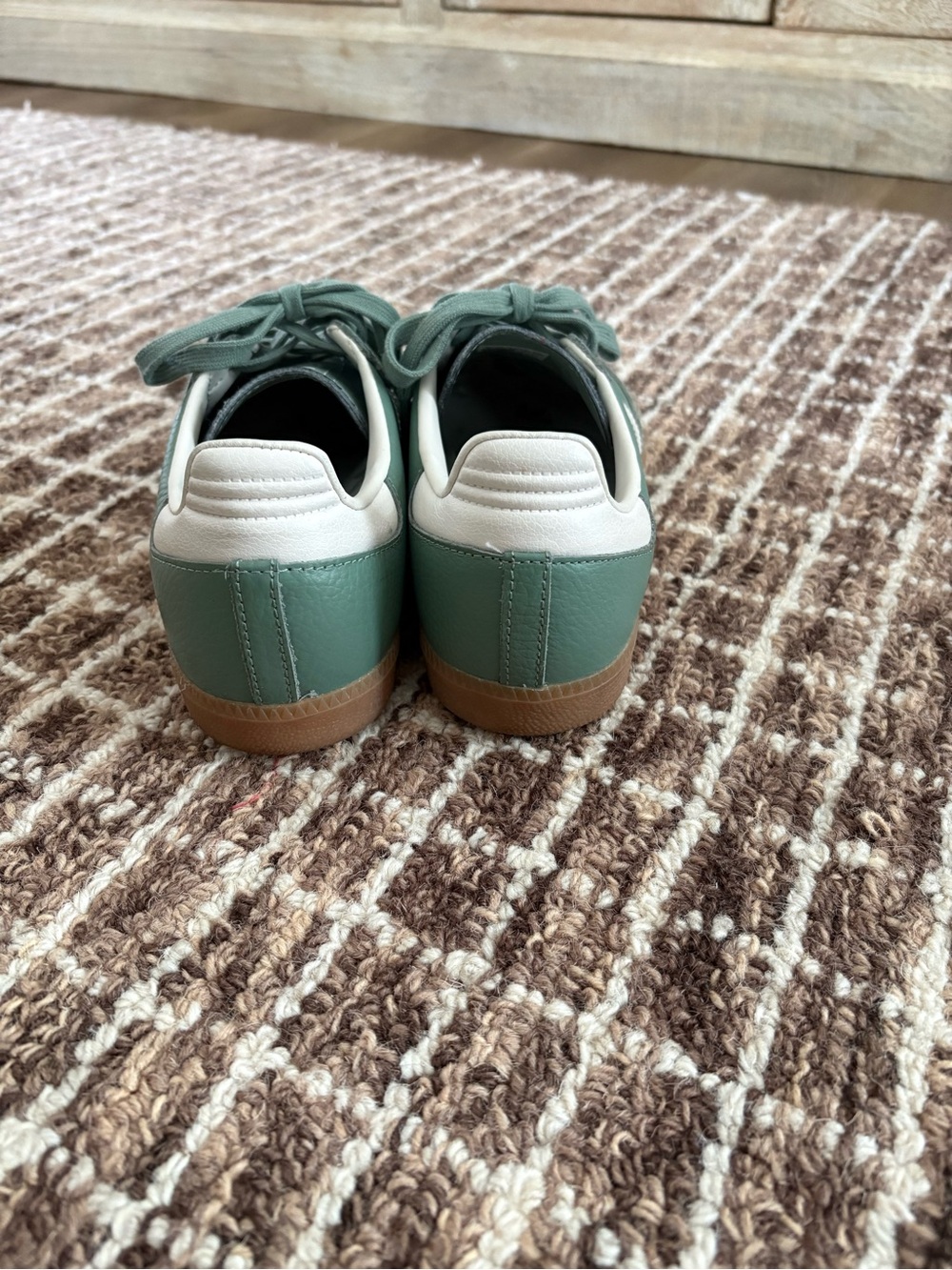 adidas Samba Sneakers in Sage Green with White Stripes and Gum Sole - Picture 4 of 6